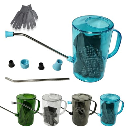 Small Watering Can 2L with Long Spout, Plastic，Blue | 68oz Capacity, Lightweight Design, Indoor & Outdoor Use, Portable, Long Reach Spout - color: Blue