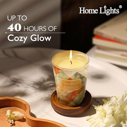 HomeLights Soy Wax Candles for Home Scented, 1-Wick Candles in Fall Wreath Scented, Rustic Modern Aromatherapy Candles Gift for Parties, Relaxing, 6.7oz - color: Fall Wreath