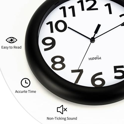 10 Inch Wall Clock, 2Pack Silent Non Ticking Battery Operated Clocks | Black Analog Clock| Living Room, Office, Classroom, Bedroom, Kitchen, Bathroom| Modern Simple Style | Easy to Read | Accurate - color: With Black Second Hand, size: 10 inches