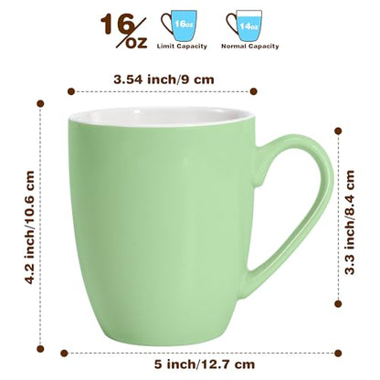 Urbanstrive 16 oz Large Coffee Mug with Handle Tea Cup Novelty Coffee Cup for Men Women Office Work, Mint Green - color: Mint Green
