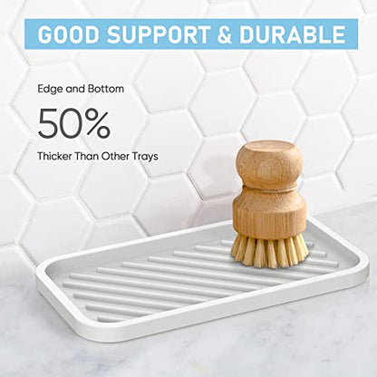 Silicone Sponge Holder-Large Thick Durable 10" Sink Organizer Tray-Kitchen | Thick Durable Sponge Caddy, Large Sink Tray, Dish Soap & Scouring Pad Holder, Countertop Drip Tray, Easy Clean, Rust-Proof - color: C-wh, size: 10x5.1inch
