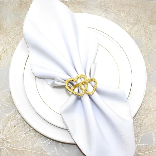 Napkin Rings Set of 6,Gold Heart Napkin Ring,Metal Alloy Heart Napkin Ring for Wedding, Dinner Party, Table Decor and Daily Use