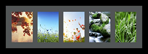 ArtToFrames Collage Photo Frame Single Mat with 5-5x7 Openings with Satin Black Frame and Charcoal mat. - color: 5 - 5x7 - (2137), size: Charcoal