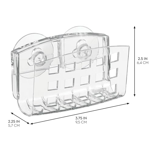 iDesign BPA-Free Plastic Sponge Holder with Suction Cups, 3.75" x 2" x 2" | Clear, For Kitchen Sink, Bathroom Organization - size: Small