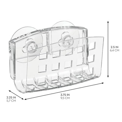 iDesign BPA-Free Plastic Sponge Holder with Suction Cups, 3.75" x 2" x 2" | Clear, For Kitchen Sink, Bathroom Organization - size: Small
