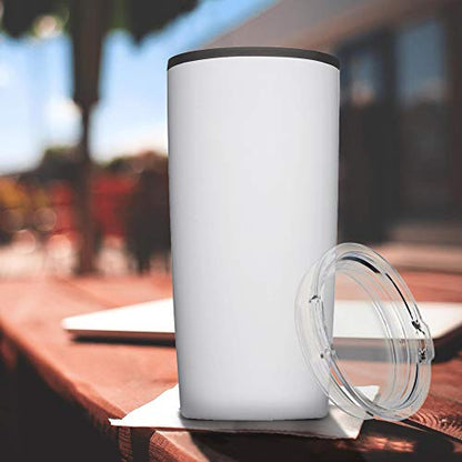 DISCOUNT PROMOS Plastic Tumblers 20 oz. Set of 6, Bulk Pack - With lids, Ice Coffee Tumbler, To Go Cup, Insulated - White - color: Blank – White