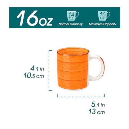 vancasso Bonita Ceramic Coffee Mug Set of 6,16 Oz Coffee Cups with Large Handle for Tea,Latte,Cappuccino,Milk,Cocoa,Dishwasher&Microwave Safe(Color) - color: Color