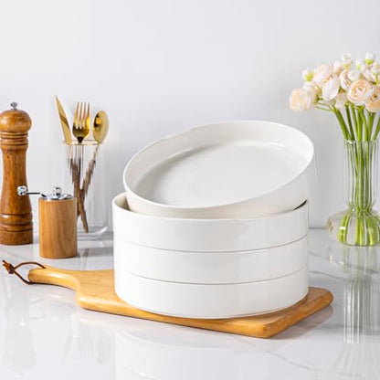LERATIO Large Pasta Bowls,38oz Ceramic Pasta Bowls,9.25" Reactive Glaze Pasta Bowl Set of 4,Microwave & Dishwasher,Oven Safe,Wide Serving Bowls for Salad,Pasta,Fruit,Scratch Resistan -White - color: White, size: Set of 4