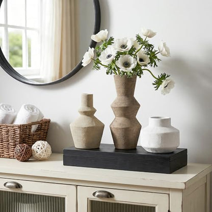 DREAMLOOM Modern Modern Ceramic Vase Set of 3, Classic | Funnel Shaped, Farmhouse Rustic, Pampas Grass, Home Decor, Living Room Bedroom Kitchen Shelf Centerpiece - color: Antique Bronze - Funnel-shaped