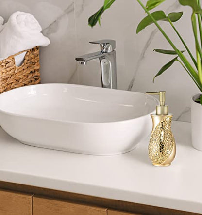 Zahari Home Sinatra Soap Dispenser/Lotion Pump Unique Design Bling Glass Mosaic Décor, Gold - color: Gold
