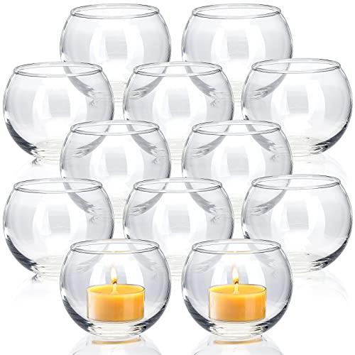 Volens Clear Votive Candle Holders Set of 12, Round Glass Votives 2''×2'' | Tealight Candle Holder Bulk for Wedding Decor and Home Decor - color: Clear, size: 12 PACK