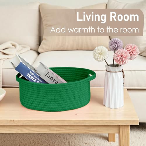 JMvicyroam Small Woven Basket, Empty Gift Basket, Green/1 Pack | Small Gift Basket, Cotton Rope, 12 x 8 x 18 in, Handles, Includes Ribbon and Bag, Birthday Gift Basket - color: Green, size: 1 Pack