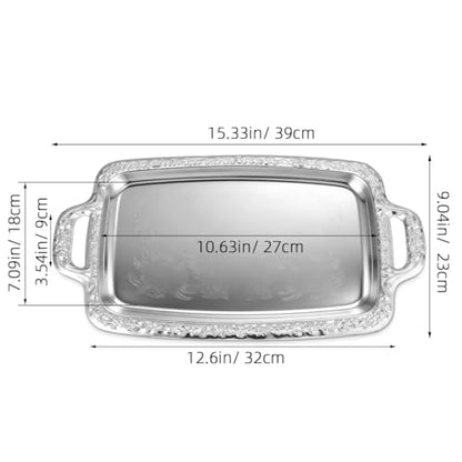 Ipetboom Silver Serving Tray 15.35 X 9.05 X 0.66 in Rectangle Bread Tray with Handles Kitchen for Dining Table Home Serving Plate Food Storage and Tableware Use