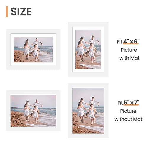 upsimples 5x7 Picture Frame Set of 10, Display Pictures 4x6 with Mat or 5x7 Without, Multi Photo Frames Collage for Wall or Tabletop Display, White | Fit 4x6 and 5 x 7 Photos, Wall or Tabletop Display, For Gallery Hallway Living Room, For Christmas Mother