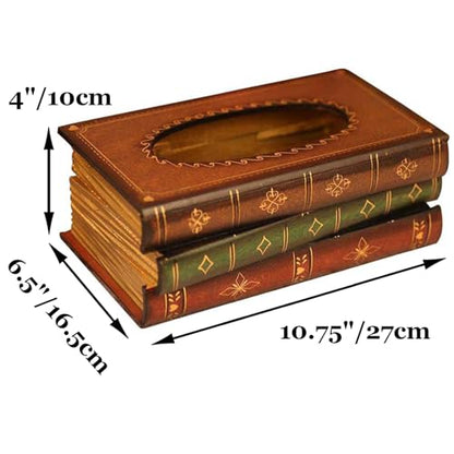 Tosnail Elegant Wooden Antique Book Tissue Holder Dispenser/Novelty Napkin Holder, 10.75 x 6.5 x 4 Inches