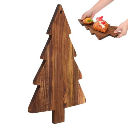 Ciieeo Christmas Tree Wooden Cutting Board, 14. 96"x9. 44" Beige Serving Tray for Cheese Vegetables, Fruit, Charcuterie Platter, Holiday
