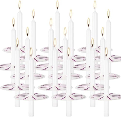 100 pcs Church Candles with Drip Protectors for Devotional Candlelight Vigil Service, Unscented White 5" H X 1/2" D, No Smoke, Shabbat, Praye - color: 100 White