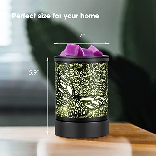 Enaroma Fragrance Wax Melts Warmer with 7 Colors LED Changing Light Scent Oil Candle Warmer for Home Office-ButterflyTimer - color: Butterfly Timer