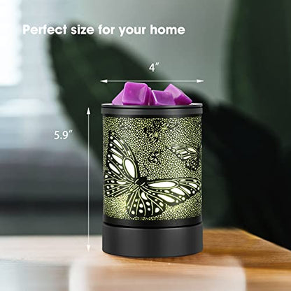 Enaroma Fragrance Wax Melts Warmer with 7 Colors LED Changing Light Scent Oil Candle Warmer for Home Office-ButterflyTimer - color: Butterfly Timer