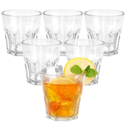 Plastic Drinking Glasses Set of 6, Unbreakable Water Tumbler, Acrylic Plastic Cups, Reusable Kids Drinking Cups for Children Kitchen Cocktail Picnic Party Juice Whiskey Wine (6pc-clear-260ml/9oz) - color: 6pc-clear-260ml/9oz
