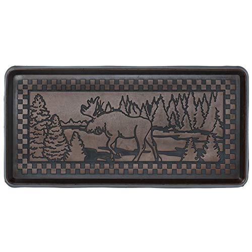 HF by LT Moose Scene Rubber Boot Tray, 32 x 16 inches, One-Piece Seamless Construction, Durable Vulcanized Rubber, Year Round Use Indoors or Outdoors, Bronze - color: Moose Scene