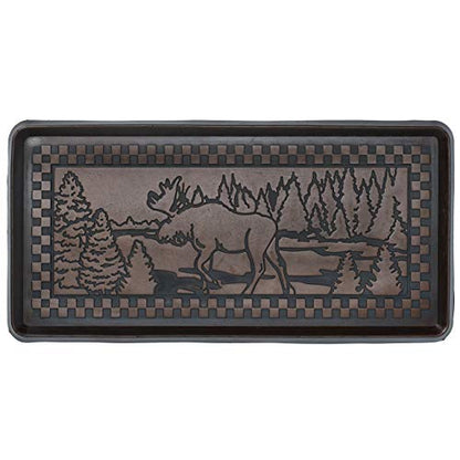 HF by LT Moose Scene Rubber Boot Tray, 32 x 16 inches, One-Piece Seamless Construction, Durable Vulcanized Rubber, Year Round Use Indoors or Outdoors, Bronze - color: Moose Scene