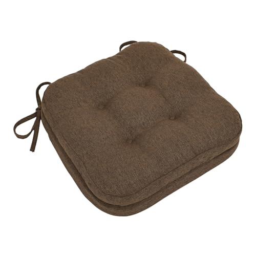 baibu Dining Chair Cushions, Dual-Layer Patent Design Memory Foam Kitchen Chair Cushions, Non-Slip Seat Pads with Ties, 16.5 x 16.5 x 3.5in, 1 Pack, Dark Brown - color: Dark Brown, size: 1 Count (Pack of 1)