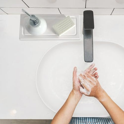 2 PCS Water Absorbing Stone Trays for Bathroom Sink Fast Drying Coasters | 11" X 4.7", Vanity Tray, Diatomaceous Earth Mat, Hand Soap Holder with Anti-Skid Feet, Kitchen Counter, Sink Caddy Organizer - color: 11" X 4.7" White