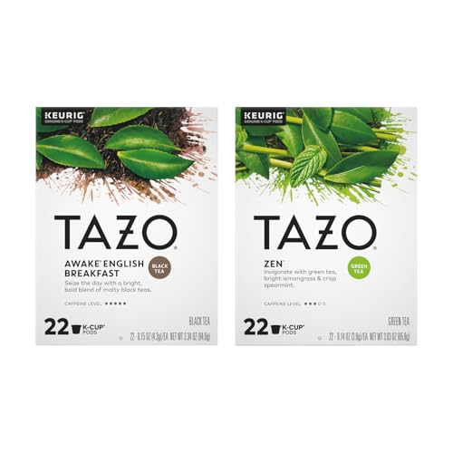 TAZO Tea Bag K-Cup Pods, Awake English Breakfast & Zen 22 CT (1ea) (Variety Pack) - size: 22 Count (Pack of 1) Awake & Zen Variety