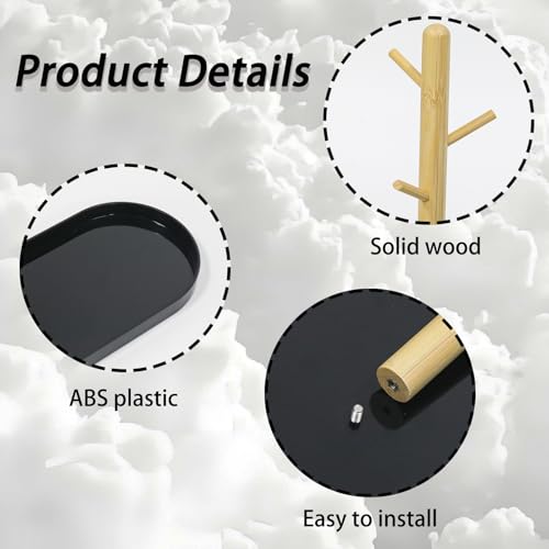 Black Multi-Functional Key Tray, Wood Key Bowl Jewelry Tray, 3-Tier Hanging Organizer for Entryway/Rings Phone Bracelets Watches - color: Black plastic