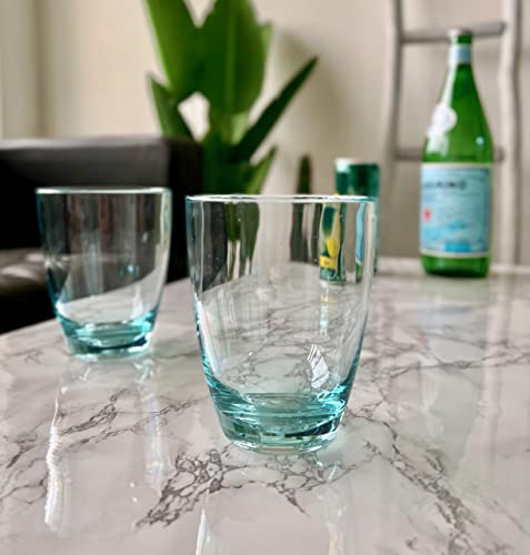 KLIFA- ETON- 15.2 & 20.8 ounce, Set of 8, Acrylic Tumbler & Highball Drinking Glasses Set, BPA-Free, Stackable Plastic Drinkware, Dishwasher Safe Cups, Turquoise - color: Turquoise, style: 15.2 & 20.8 ounces, Set of 8