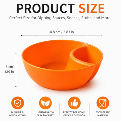 6 Colors Divided Snack Bowls, Anti Soggy Chip Dip Serving Dishes, Stackable Plastic Bowls, Microwave & Dishwasher Safe, Ideal for Home Party, Salad, Nuts, Salsa - color: Orange