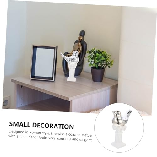 Healifty Abstract Mini Animal Roman Pillar Figurine Statues for Home Decor Lightweight Ceramic Animal Ornaments for Scene Landscaping and Photo Props