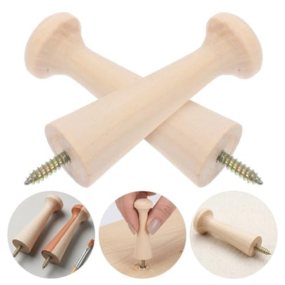 14pcs Wood Peg Wall Hooks for Hanging Clothes and Towels, DIY Painting Unfinished Spiral Screw Mount Wooden Hooks, Natural Looking Minimal Style for Bedrooms and Entryways