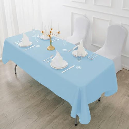 Fokitut 2 Pack Waterproof Rectangle Tablecloth, 60x102 Inch, Stain Resistant and Wrinkle Polyester Table Cloth, Fabric Table Cover for Kitchen Dining, Wedding, Party, Holiday Dinner-Blue Mist - color: Blue Mist, size: 60x102''-2pack