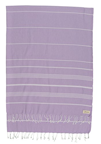 Bersuse Towels Anatolia XL Beach Blanket Throw Blanket Turkish Towel 100% Cotton Extra-Large Quick-Dry Lightweight Premium Peshtemal Towel - 61x82 Inches, Lilac - color: Lilac