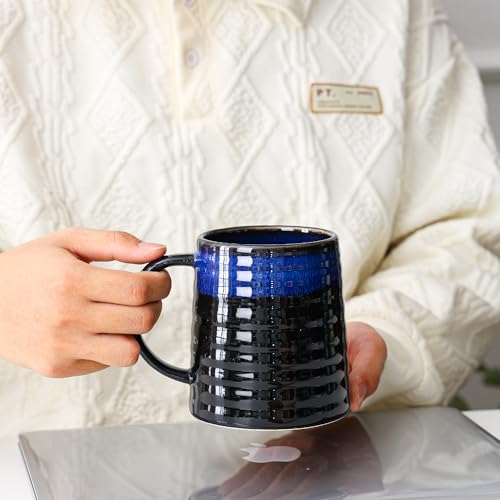 Mkour 23oz Extra Large Ceramic Coffee Mugs, Handmade Cup, Big Tea Cups with Large Handle for Office and Home, Microwave and Dishwasher Safe (Sky Blue) - color: Sky Blue