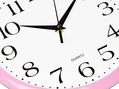 Bernhard Products Light Pink Wall Clock Silent Non Ticking - 10 Inch Quality Quartz Battery Operated Round Easy to Read Home/Kitchen/Office/Classroom/School Clock - color: Light Pink, size: 10 Inch