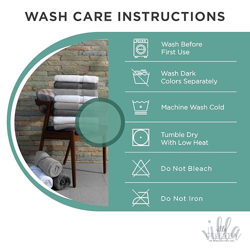 Villa Celestia Cotton Hand Towels Set of 4, 16 x 28, Oeko-TEX Certified, Quick Dry, Teal - color: Teal, size: Hand Towel - Pack of 4