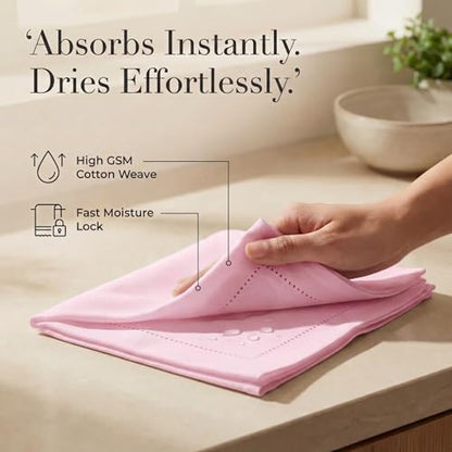 Urban Villa Hemstitch Cloth Dinner Napkins Cotton 20”x20” (Set of 12)-Pink - color: 008 Pink - Hemstitch, size: 20" x 20" (Set of 12)