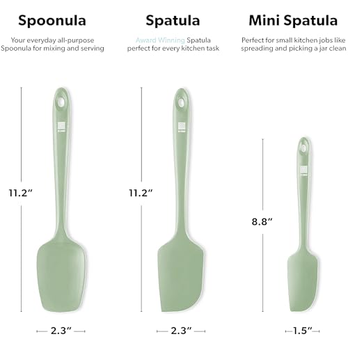 DI ORO Silicone Spatula Set - 600F Heat Resistant, 3-Pc Sage | Rubber scraper won't scratch nonstick pans; For baking, cooking, mixing, and frosting; BPA-free and dishwasher safe - color: Sage