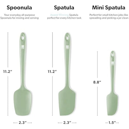 DI ORO Silicone Spatula Set - 600F Heat Resistant, 3-Pc Sage | Rubber scraper won't scratch nonstick pans; For baking, cooking, mixing, and frosting; BPA-free and dishwasher safe - color: Sage