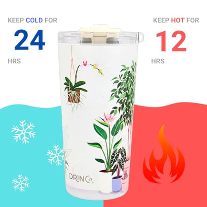 Drinco - 20 oz Stainless Steel Tumbler | Double Walled Vacuum Insulated Mug With Lid, 2 Straws, For Hot & Cold Drinks (20oz Urban Oasis) - color: 20oz Urban Oasis