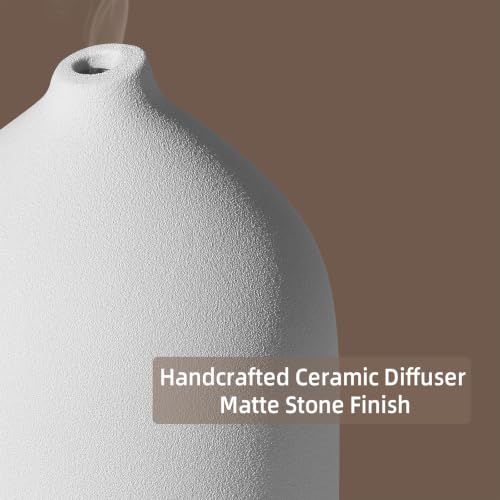 200ML Ceramic Essential Oil Diffuser for Home, Stone Diffuser | Ultrasonic Aromatherapy Diffuser & Air Humidifier for Bedroom, Office, Yoga, 7 LED Lights, Auto Shut-Off, 3 Timers,Wood Grain - color: Wood