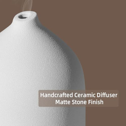 200ML Ceramic Essential Oil Diffuser for Home, Stone Diffuser | Ultrasonic Aromatherapy Diffuser & Air Humidifier for Bedroom, Office, Yoga, 7 LED Lights, Auto Shut-Off, 3 Timers,Wood Grain - color: Wood