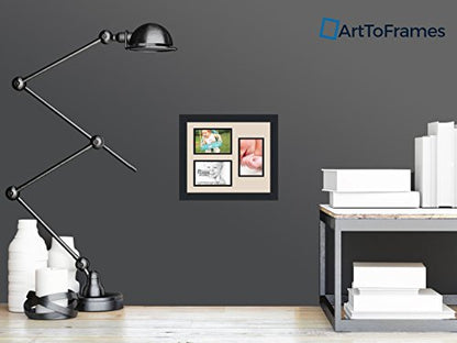 ArtToFrames Collage Photo Frame Double Mat with 3-4x6 Openings and Satin Black Frame - color: Alabaster, size: 3 - 4x6