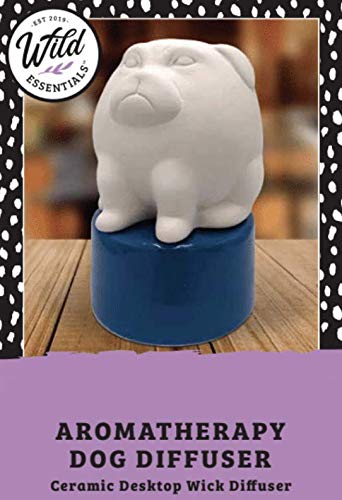 Wild Essentials Big Dog Ceramic Aromatherapy Wicking Diffuser for Essential Oils and Fragrance, Non-Electric Air Freshener for Bedroom, Office, Bathroom, 5 inches tall