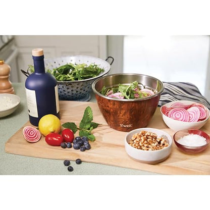 S’well Stainless Steel Salad Bowl Kit, Teakwood Finish, Includes 2oz Condiment Container and Removable Tray, Leak-Proof and Easy to Clean, Dishwasher Safe, 64oz (Pack of 8) - color: Teakwood, size: 64oz (Pack of 8)