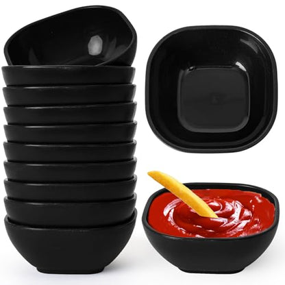 SHECIPIN 12 Pack Unbreakable Dipping Bowls, 4.5 OZ Soy Sauce Dishes，dipping sauce cups，small bowls for dips - color: 12 piece Black