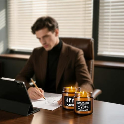12-Pack Amber Jar Father's Day,Scented Candles, Gift for Dad 3.5oz, Natural Soy Wax and Premium Essential Oils. Ideal for Study Home & Office Aromatherapy. - color: 12Pack-Brown